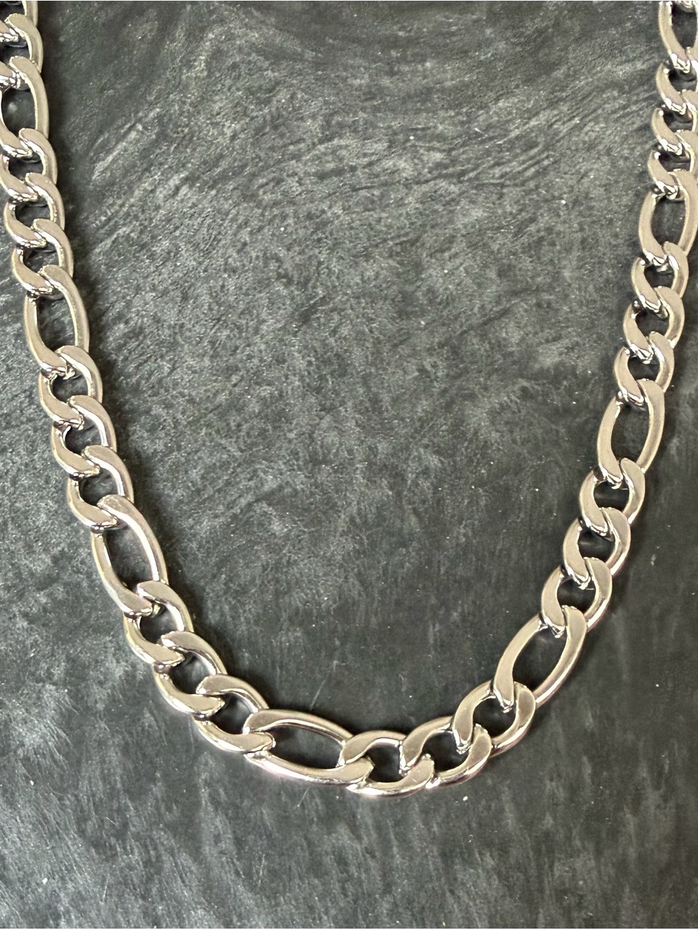 Men's Stainless Steel Figaro Link Chain Necklace 22”
